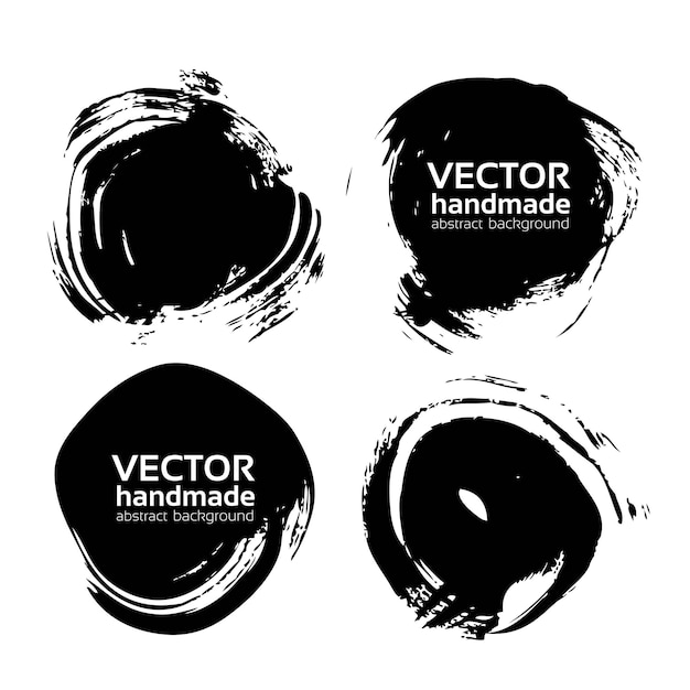 Black round abstract smears vector objects isolated on a white background