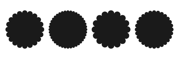 black scallop edge circles shape set price tag sale discount offer circle frames sticker simple