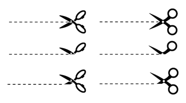 Black scissors coupon collection Set of black coupon symbol