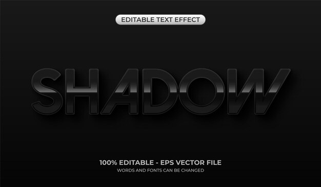 Black shadow text effect Editable glossy jetblack graphic styles 3d dark font mockup