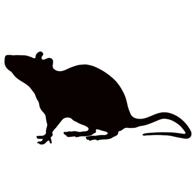 Black silhouette of a mouse on a white background