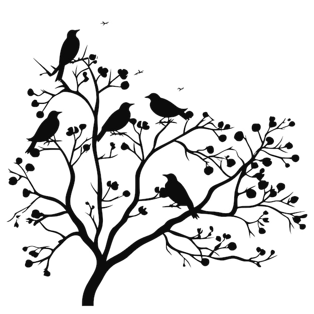 Black silhouette of Islamic Muslim mosque vectorA set of silhouettes of a graceful tree blooming flo