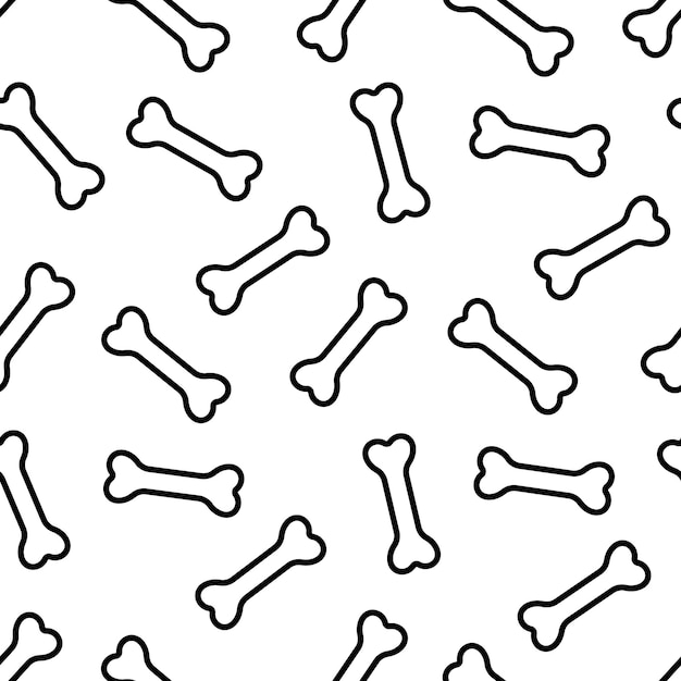 Black simple line bones on white background Vector seamless pattern