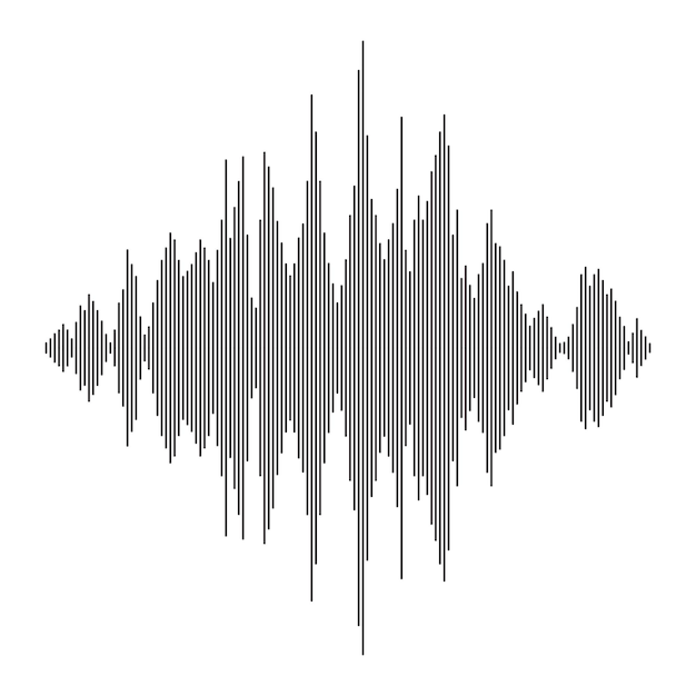 Black sound wave equalizer isolated on white background