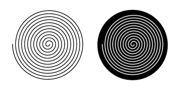 Black spiral in simple style on white background Spiral in black circle