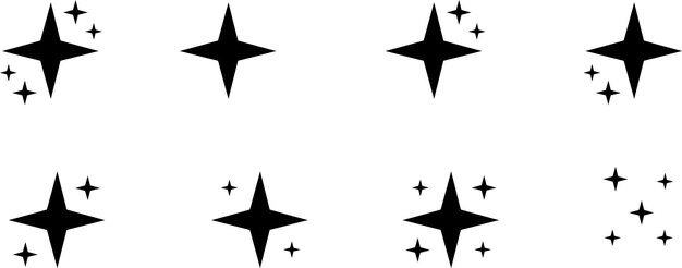 Black stars icon set. Star icon collection. Different star shapes. Sparkle Star Line Icon Set