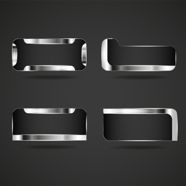 Black transparent button with silver frame
