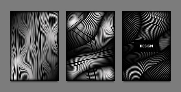 Black wave texture abstract 3d posters collection