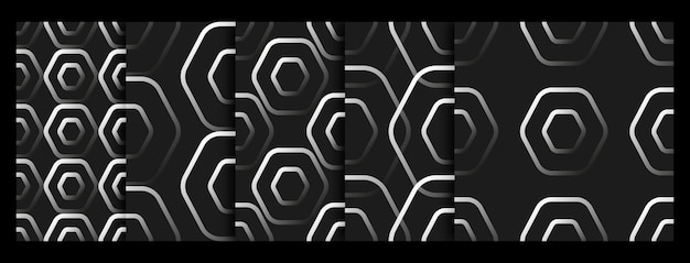 Black white gradient seamless pattern set 38