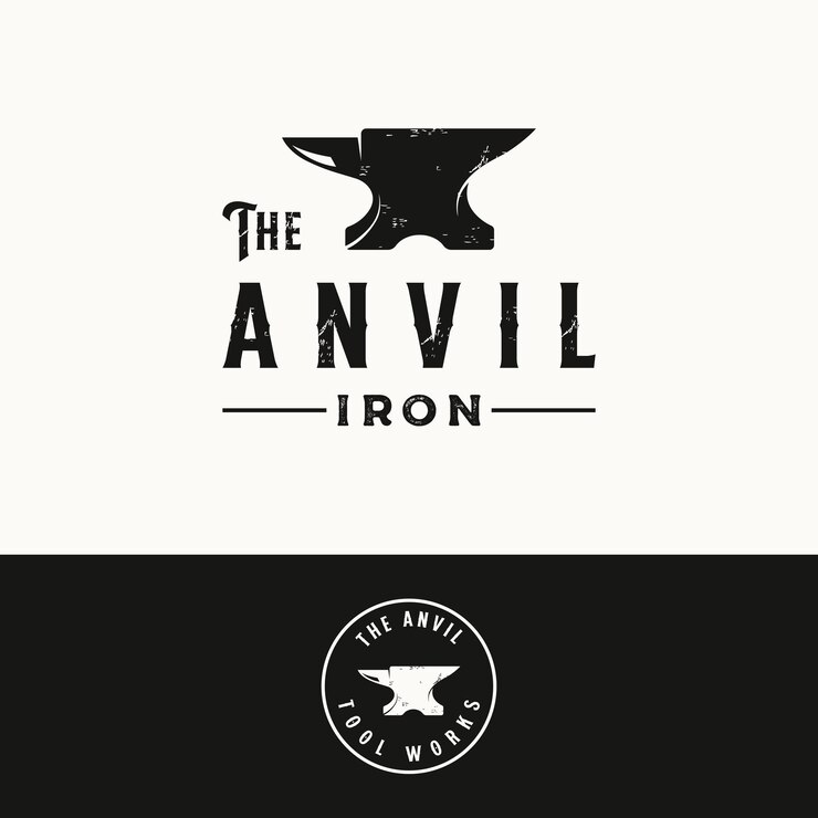 Vektör blacksmith logo design elements and vintage retro work tools