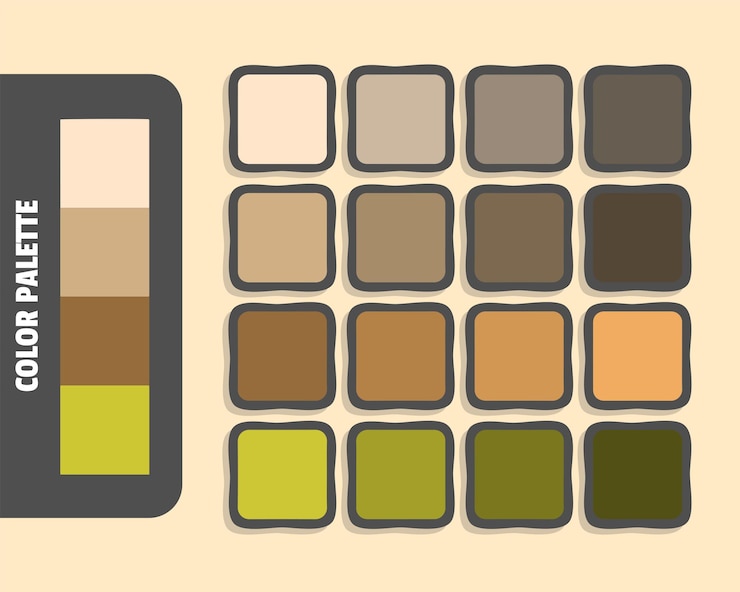 Vektör blanchedalmond tan sienna goldenrod color palette colour matching rgb harmonious colors