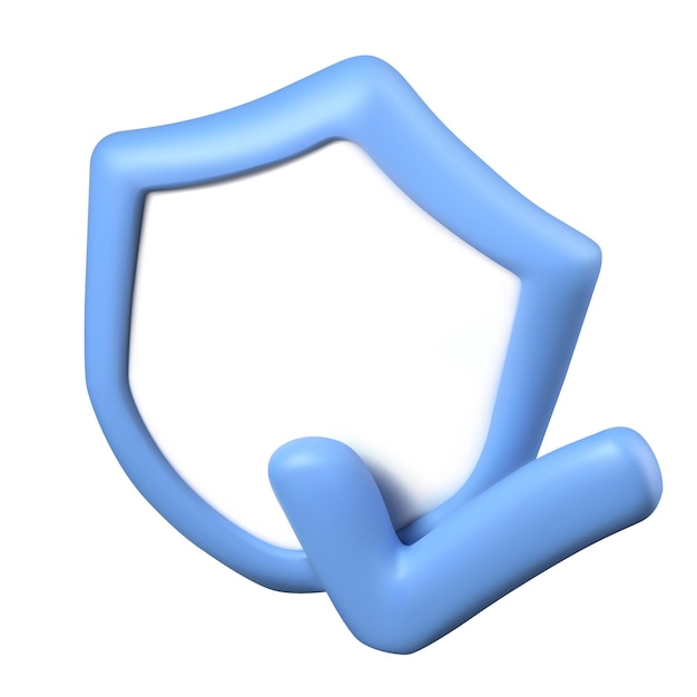blank 3d shield with tick in rotated position isolated vector object protection symbol