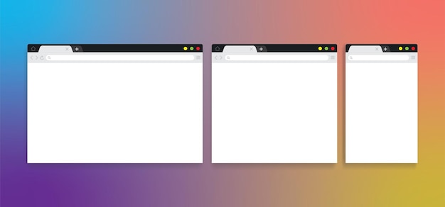 Blank browser windows Browser mockups Computer tablet phone sizes