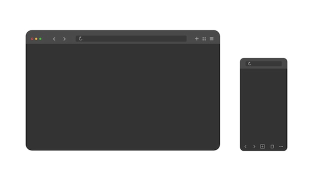 Blank internet browser window templates dark mode web site collection
