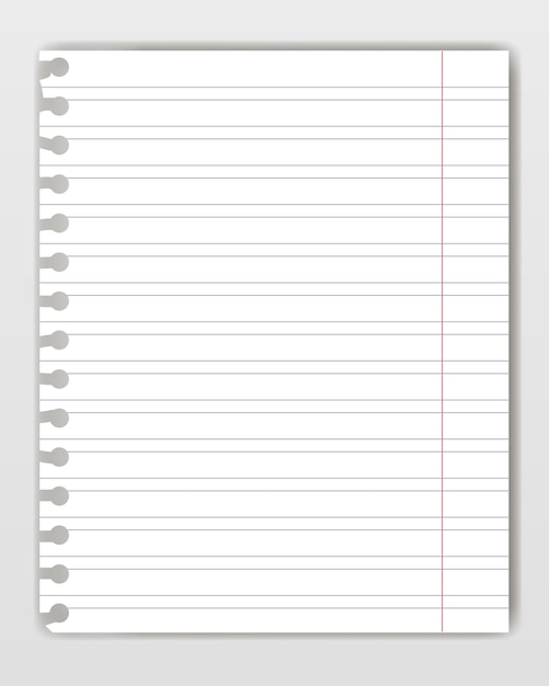 Blank lined copy book sheet with torn edge. 