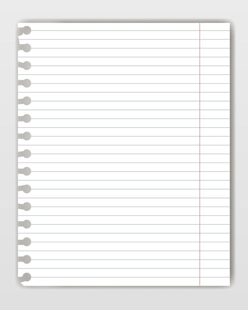 Blank lined copy book sheet with torn edge. 