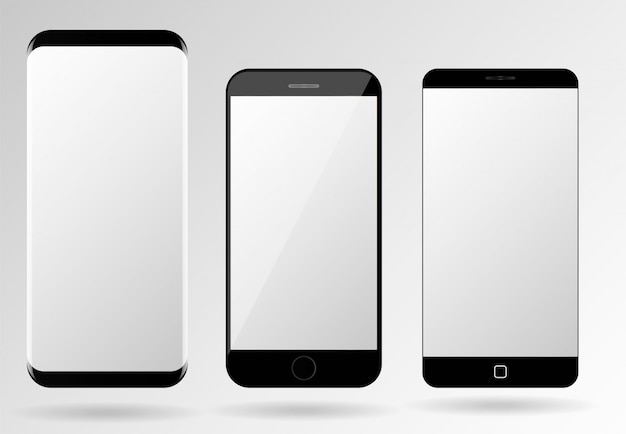 Blank mobile phones screen mockup vector smartphone template set 