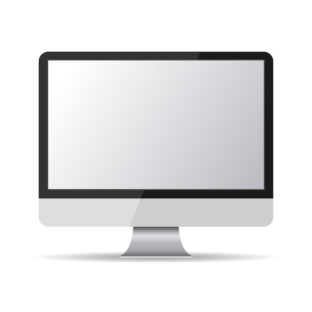 Blank monitor with shadow  on white background.  element for websites, infographic, motion .