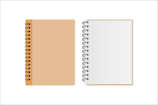 Blank notebook mockup isolated on white background Vector illustration