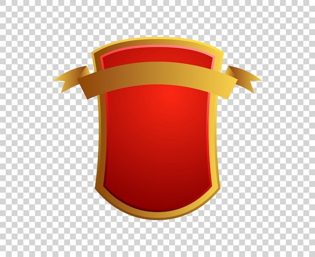 Blank red and gold shield and ribbon on transparrent background.