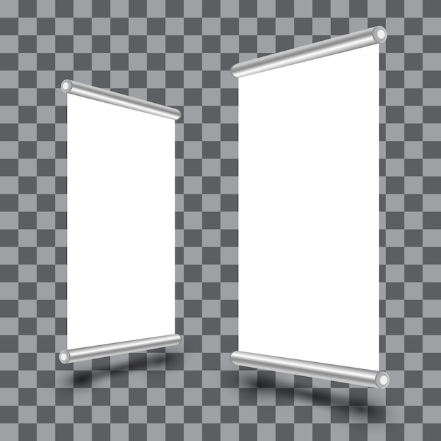 Blank roll-up xbanner display isolated on transparent
