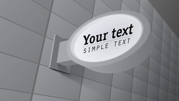 blank white oval shop advertising sign on wall