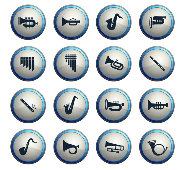 Blåsinstrument webbikoner för användargränssnittsdesign