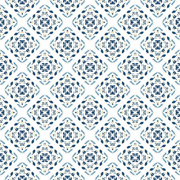 Blåt indigo sømløst mønster Marokkansk vintage ornament som baggrunde til stof tapet tekstiler websteder boligindretning puder håndklæder servietter service