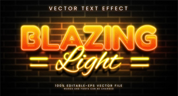 Blazing light editable text style effect Glowing text with red and yellow colors