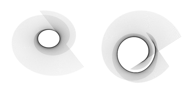 Blend Tool kullanılarak oluşturulmuş birçok ışıltılı girdabın soyut parıltılı dalgalı şeritlerinden yalıtılmış kalın vektör renkleri altın halka olan set design öğesi daire. Sunumunuz için Vektör çizimi EPS10