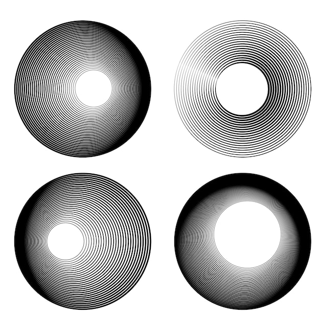 Blend Tool kullanılarak oluşturulmuş birçok ışıltılı girdabın soyut parıltılı dalgalı şeritlerinden yalıtılmış kalın vektör renkleri altın halka olan set design öğesi daire. Sunumunuz için Vektör çizimi EPS10