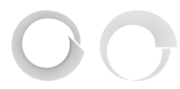 Blend Tool kullanılarak oluşturulmuş birçok ışıltılı girdabın soyut parıltılı dalgalı şeritlerinden yalıtılmış kalın vektör renkleri altın halka olan set design öğesi daire. Sunumunuz için Vektör çizimi EPS10
