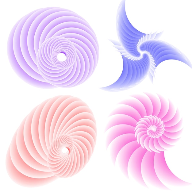 Blend Tool kullanılarak oluşturulmuş birçok ışıltılı girdabın soyut parıltılı dalgalı şeritlerinden yalıtılmış kalın vektör renkleri altın halka olan set design öğesi daire. Sunumunuz için Vektör çizimi EPS10