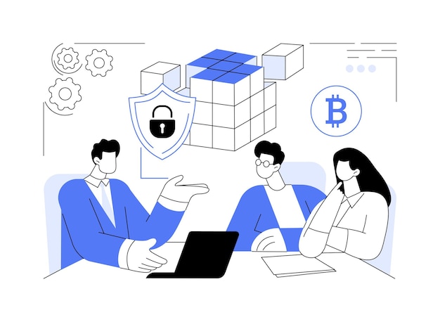 Blockchain cybersecurity abstract concept vector illustration