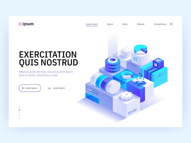 Blockchain Ecosystem and Digital Asset Exchange concept landing page Bitcoin mining cryptocurrency business online crypto trade Vector illustration of people isometry scene for web banner design