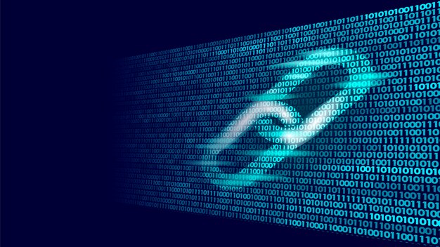 Blockchain hyperlink symbol på binær kode nummer big data flow