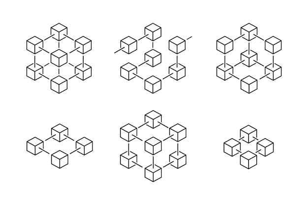 Blockchain-ikon. Krypto-valuta blockchain-logoikon isoleret vektor på hvid baggrund
