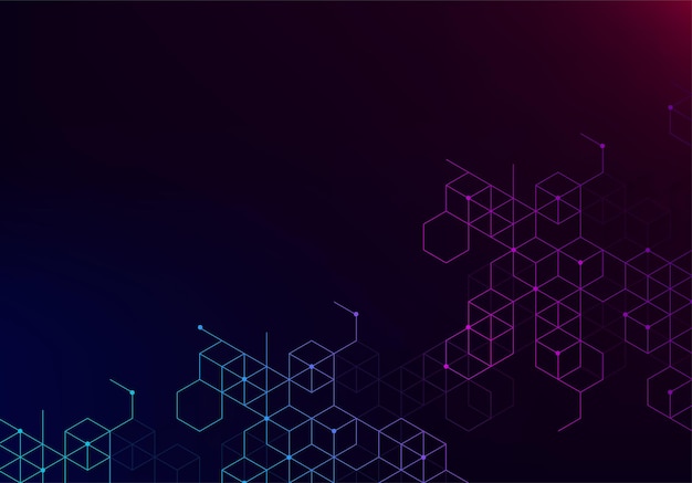 Blockchain koncept banner med abstrakt geometrisk polygonal med forbindende prikker og linjer Videnskab og teknologi baggrund Vektor illustration