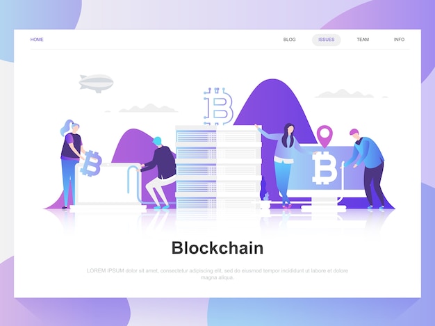 Blockchain modernt platt designkoncept.