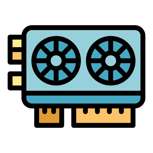 Blockchain video card icon Outline Blockchain video card vector icon color flat isolated