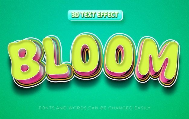 bloom natural 3d editable text effect style