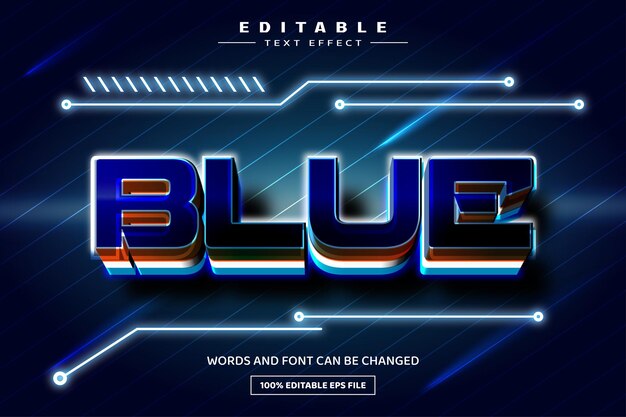 blue 3d editable text effect template
