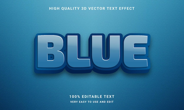 Blue 3d editable text style effect with premium vector background