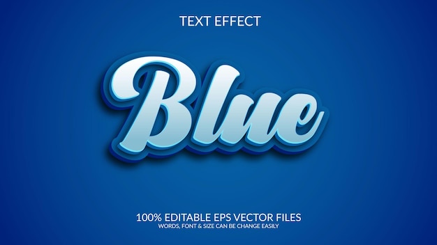 blue 3d vector fully editable text effect