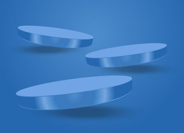 Blue 3Ds Stage or podium stand Vector stage for showing products display and illuminated pastel
