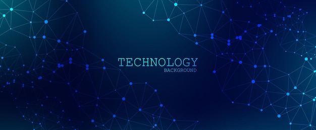Blue Abstract Glowing Network Technology Background
