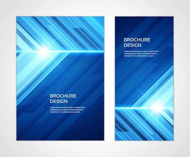 blue abstract techno angle speed geometric flow glowing explosion brochure template design vector