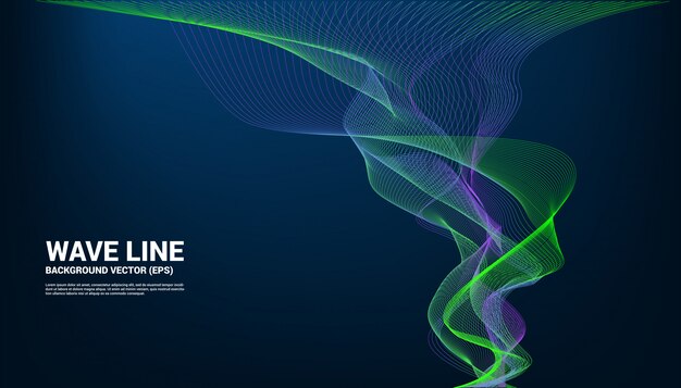 Blue and green Sound wave line curve on dark background
