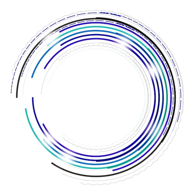 Blue and purple circles line the halftone background
