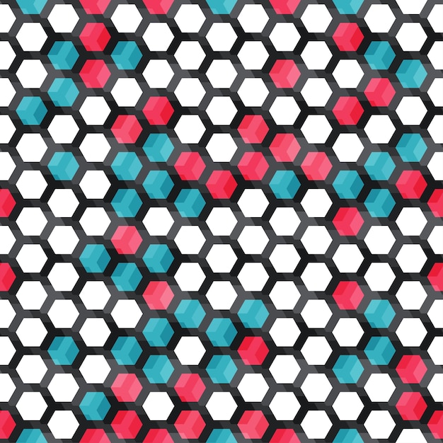 Blue and red color cells seamless pattern